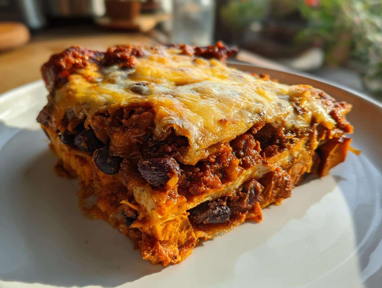 45-Minute Black Bean & Sweet Potato Enchilada Casserole Magic