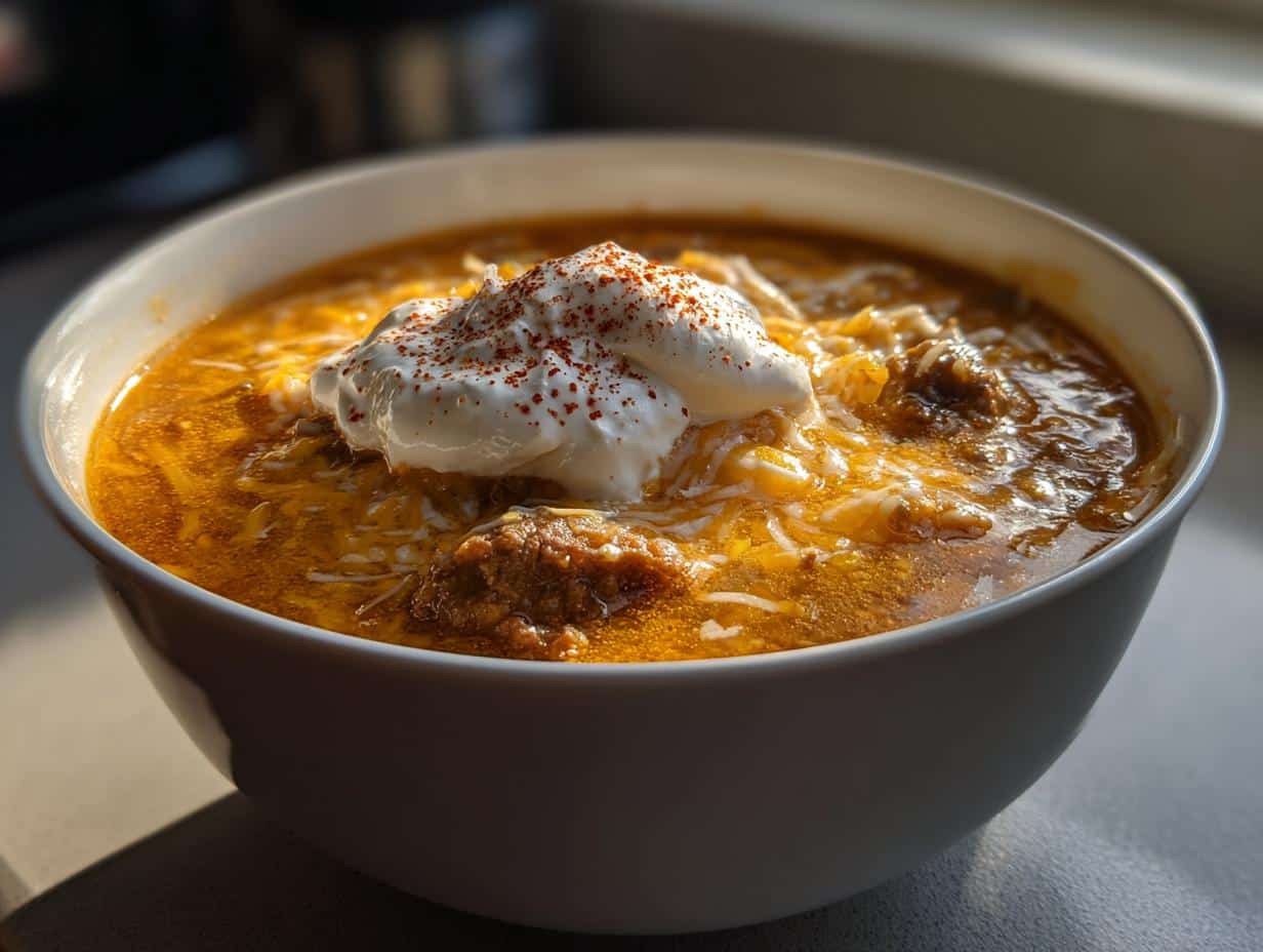 Amazing 5-Ingredient Cheeseburger Soup That’s Irresistible