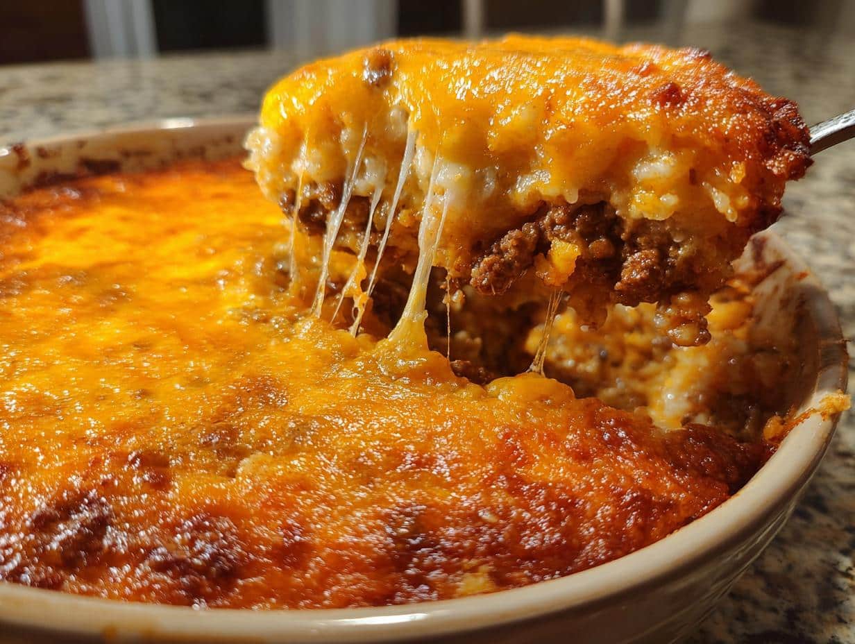 Irresistible Cheesy Ground Beef and Rice Casserole – 5-Star Comfort!