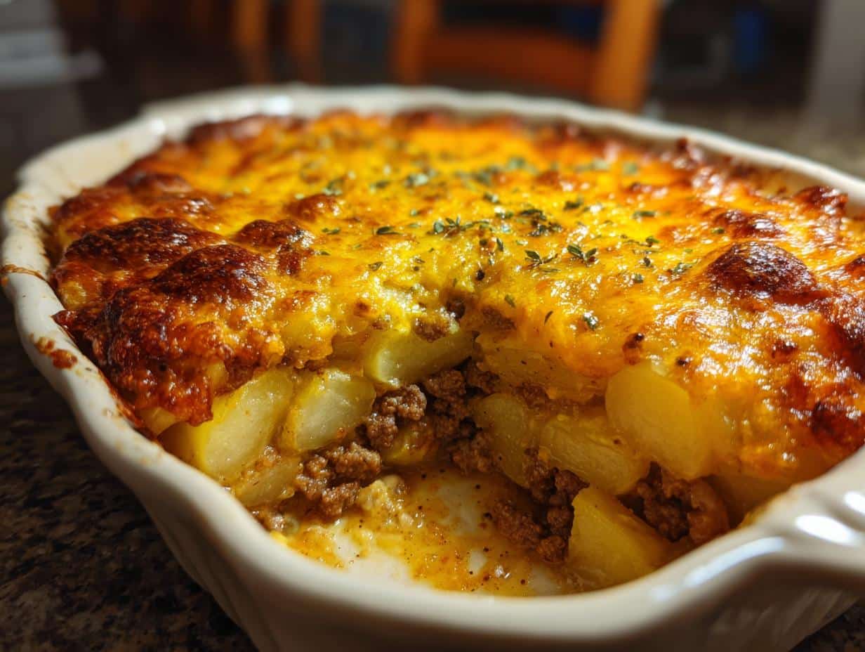 Irresistible Cheesy Hamburger Potato Casserole in 45 Minutes