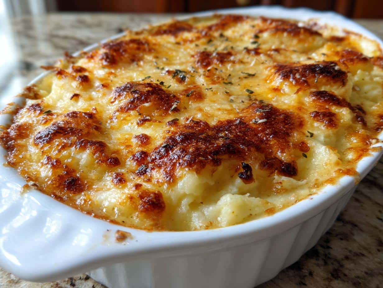 4-Ingredient Cheesy Mashed Potato Casserole – Irresistibly Creamy