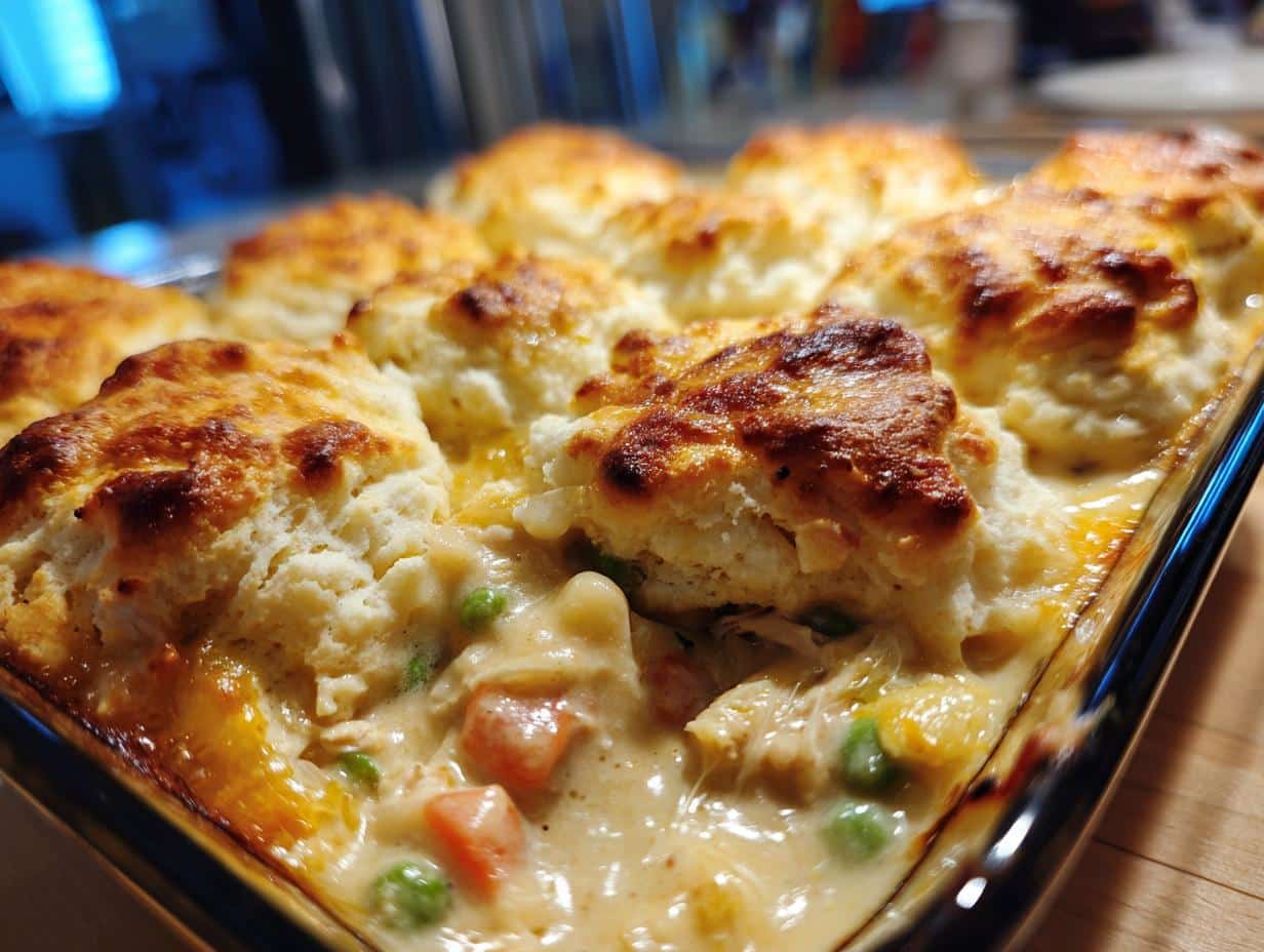 Creamy Chicken Cobbler Casserole In Just 30 Minutes!