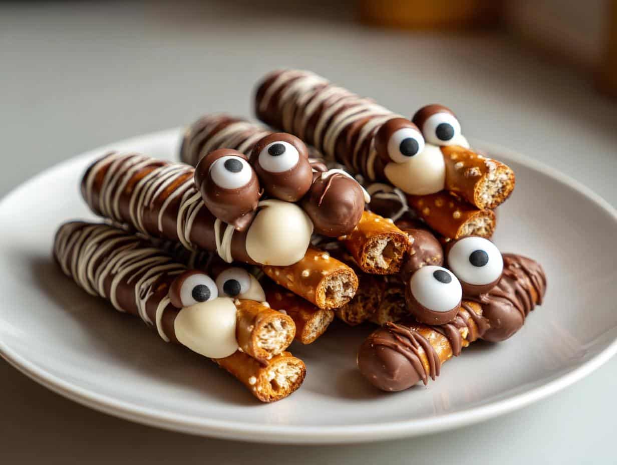 Spooky Chocolate Covered Pretzel Monsters in Just 15 Minutes
