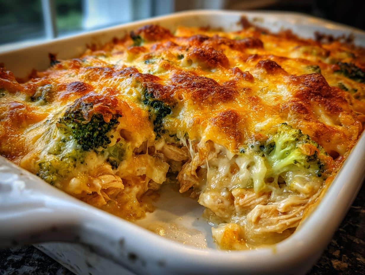 35-Min Creamy Broccoli Cheddar Chicken Casserole – Comfort Perfection