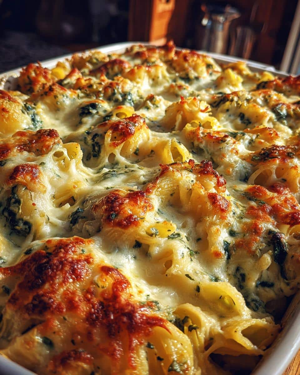 Creamy Spinach and Artichoke Pasta Casserole - detail 3