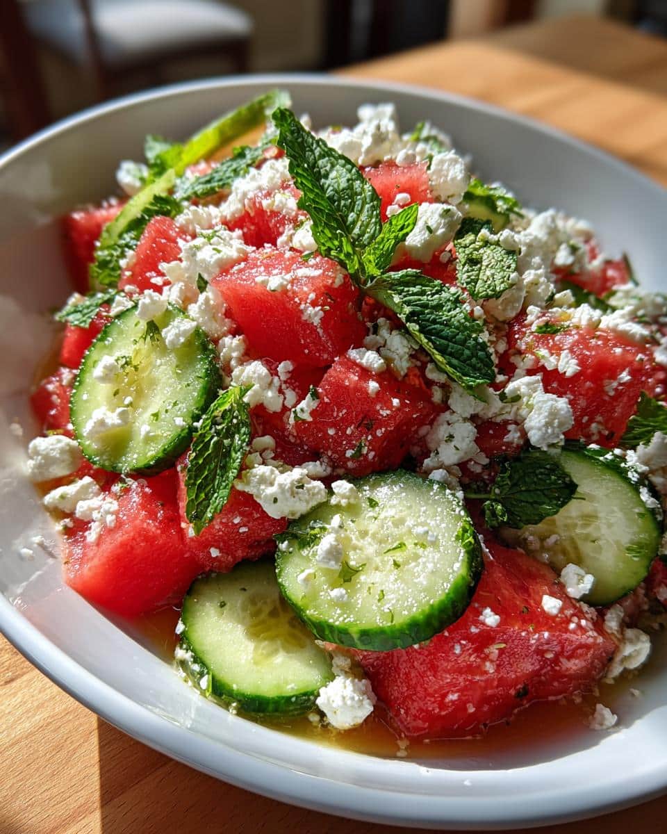 Feta Watermelon Cucumber Salad - detail 1
