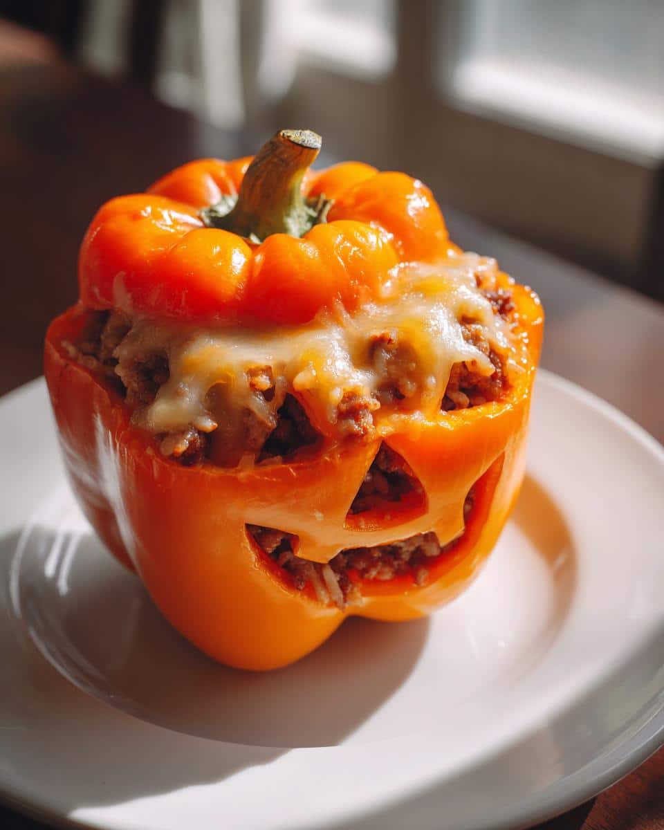 Jack-o'-Lantern Stuffed Bell Peppers - detail 1