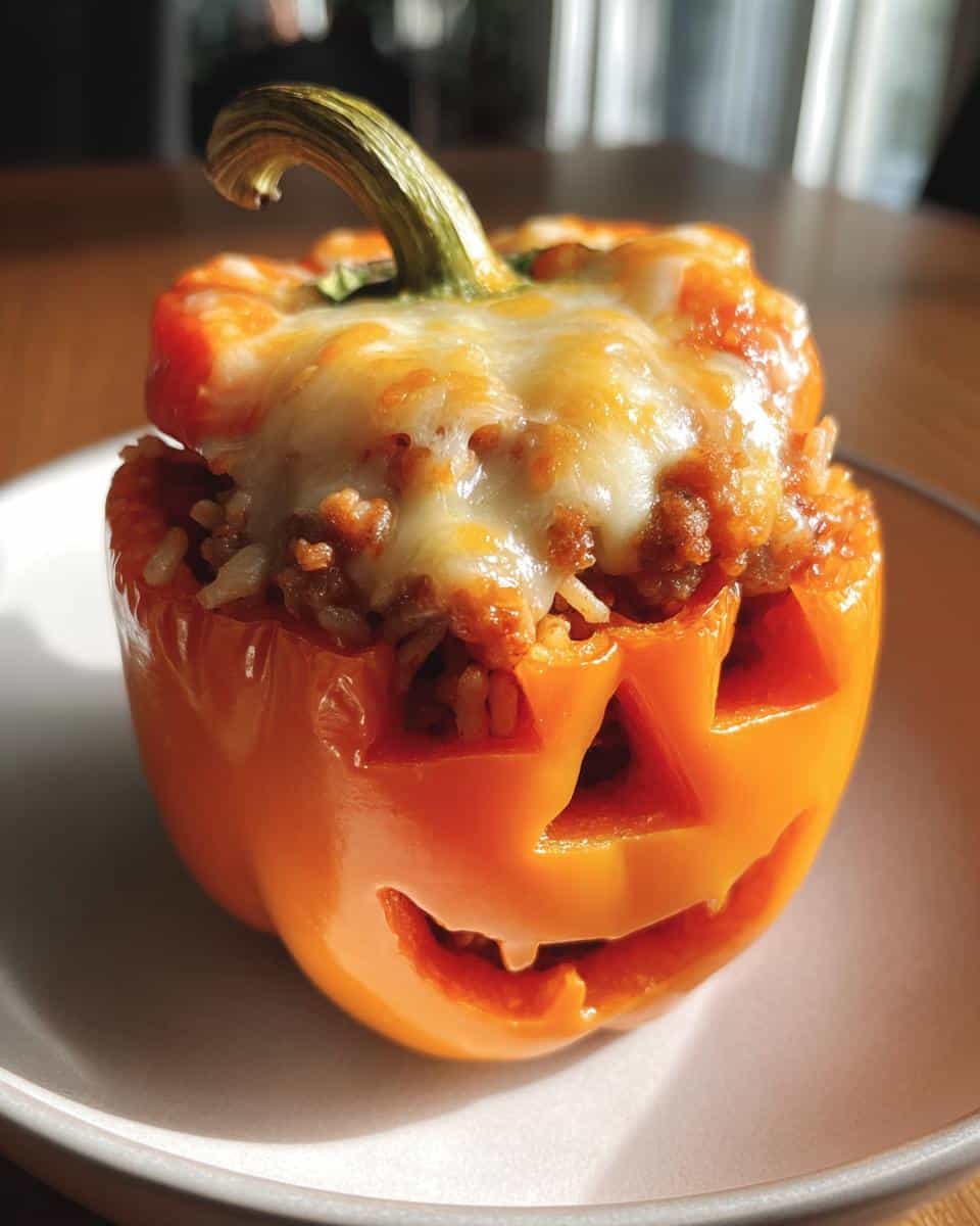Jack-o'-Lantern Stuffed Bell Peppers - detail 2