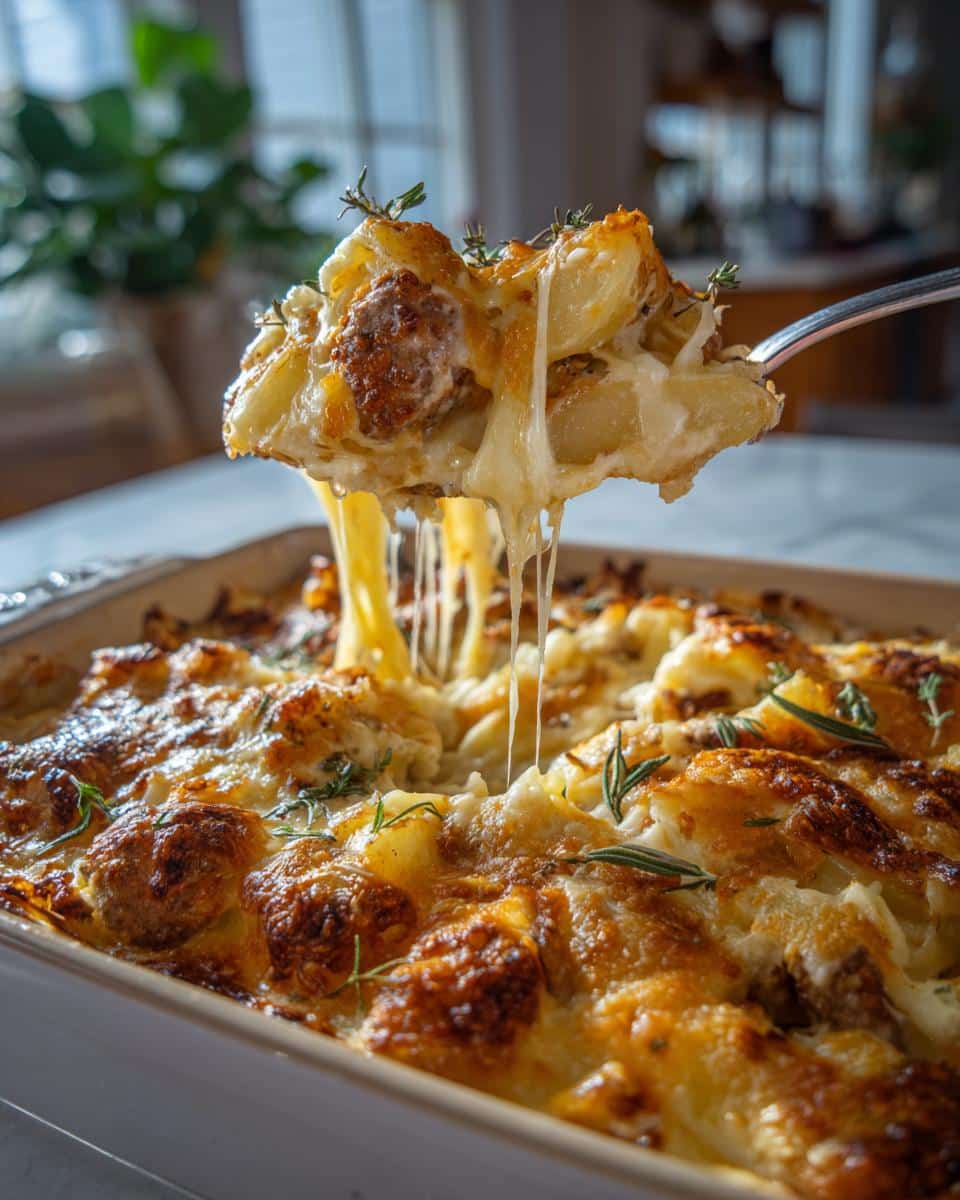 Juicy Cheesy Sausage Potato Casserole Will Steal Your Heart