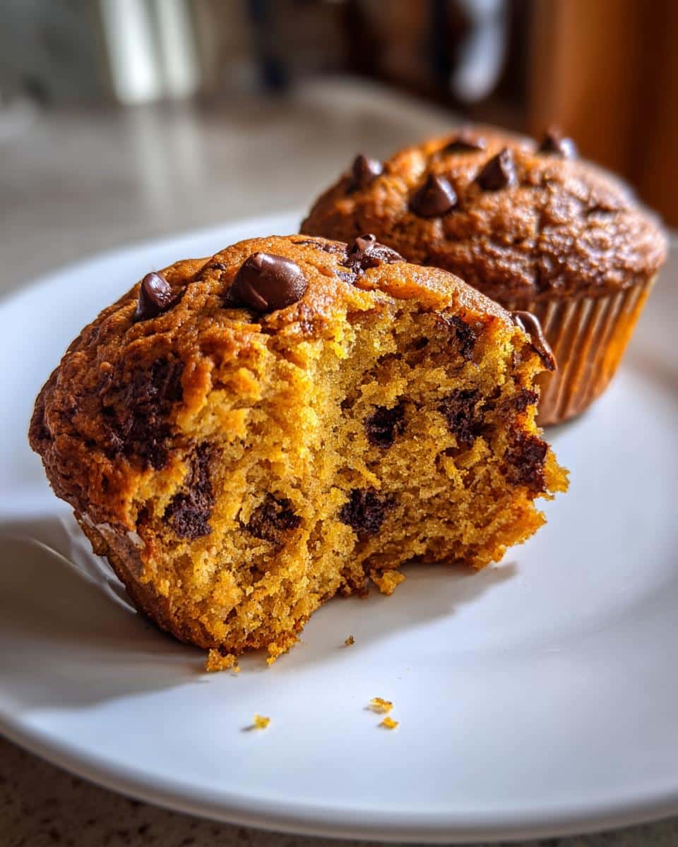 Low Calorie Pumpkin Chocolate Chip Muffins. - detail 1