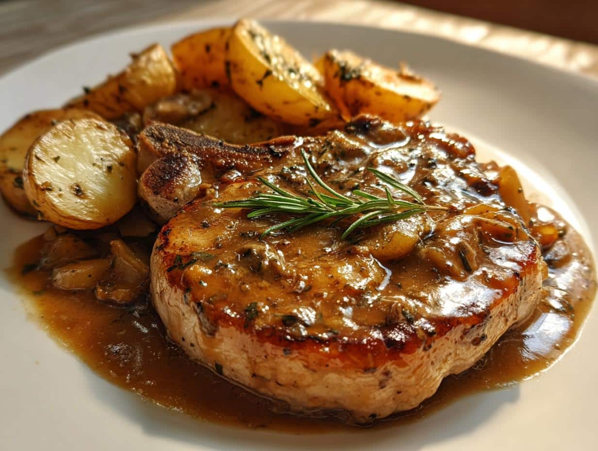 Irresistible Smothered Pork Chops with Potatoes in One Pan