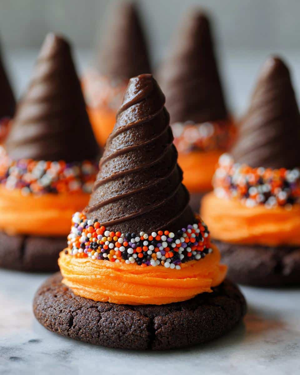 Witch Hat Cookies (Sugar cone on a cookie with frosting) - detail 3
