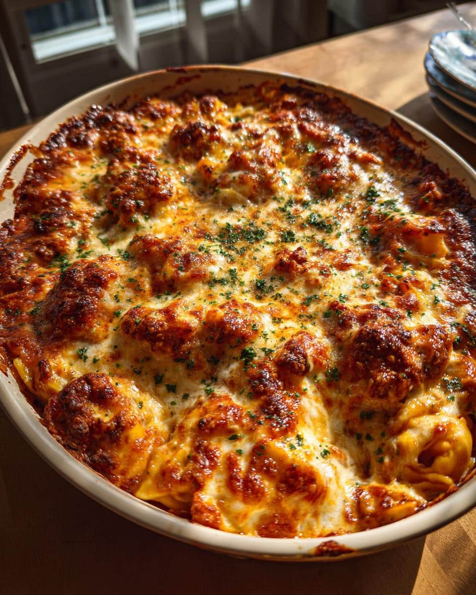 Cheesy Baked Tortellini (With Meat Sauce) - detail 1