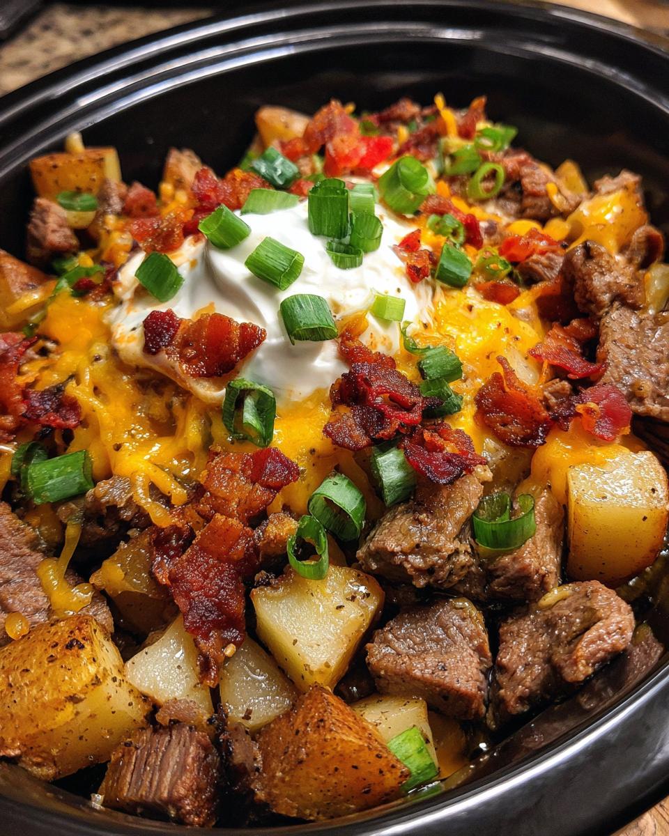 Crockpot Loaded Steak and Potato Bake - detail 2