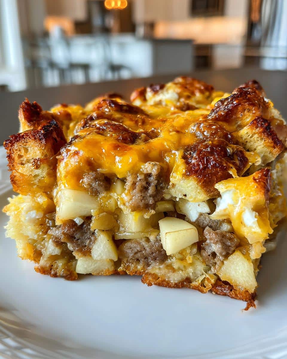Sausage, Apple, and Cheddar Breakfast Casserole - detail 1