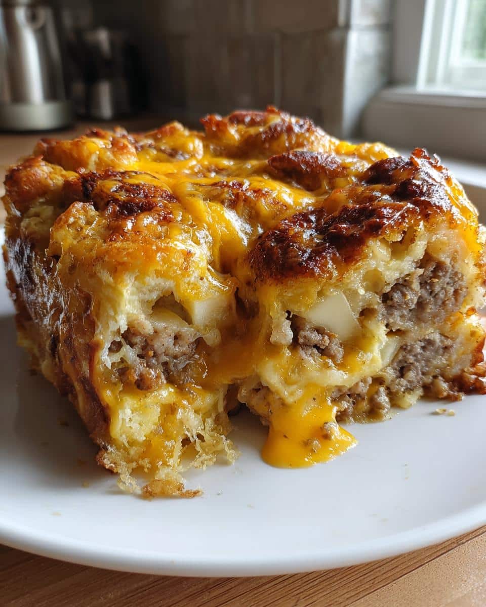 Sausage, Apple, and Cheddar Breakfast Casserole - detail 2