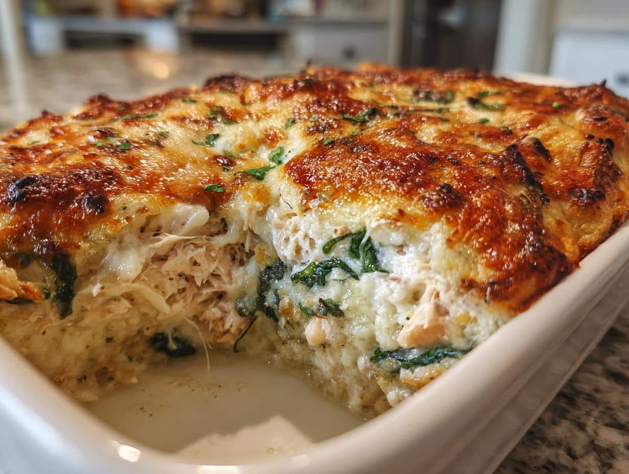 Creamy Chicken Florentine Casserole with 2 Cheeses