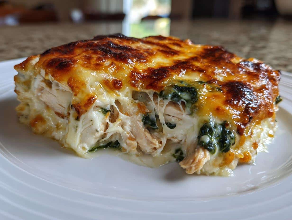 33g Protein Chicken Spinach & Cheese Bake – Irresistible Comfort