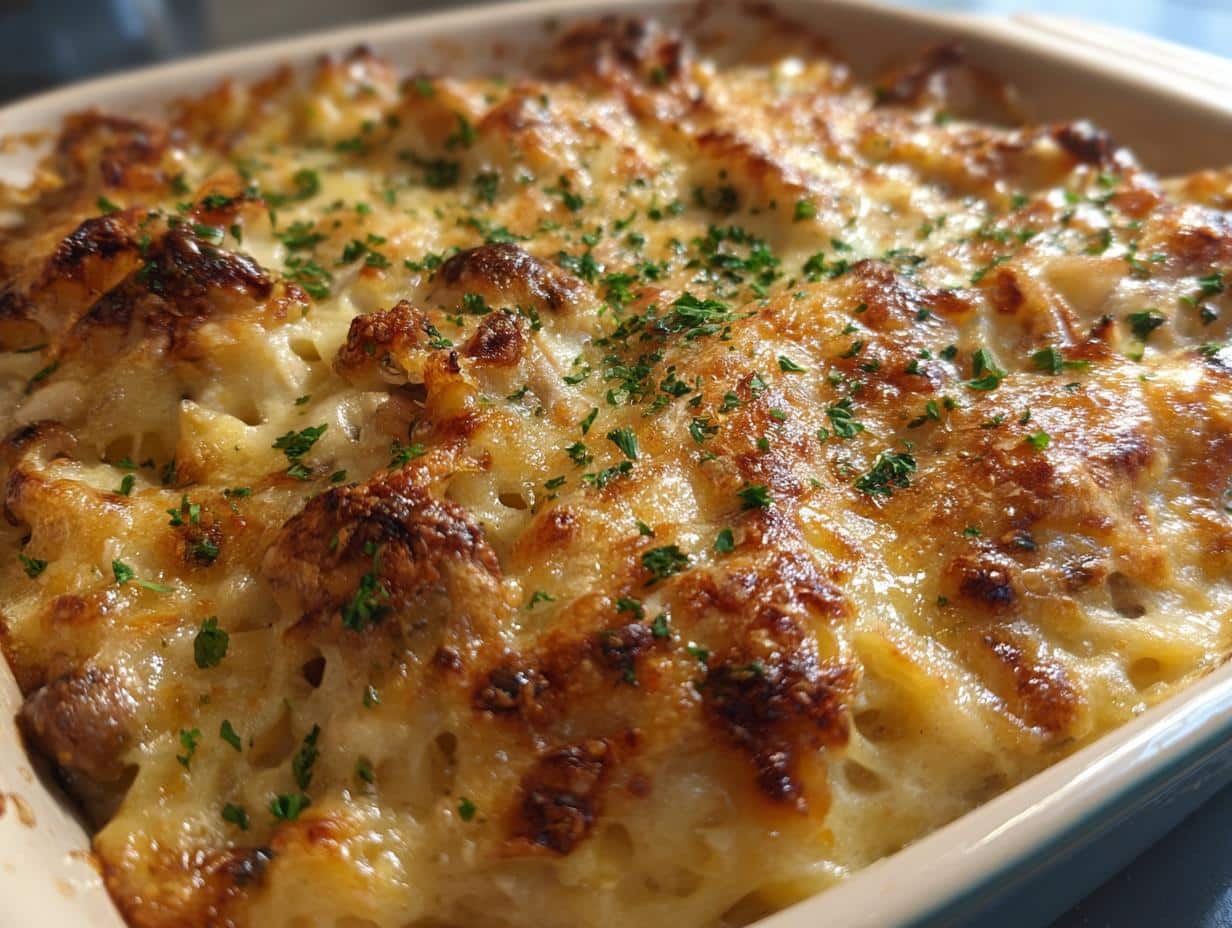 Creamy Chicken Tetrazzini Casserole – Pure Comfort in Every Bite