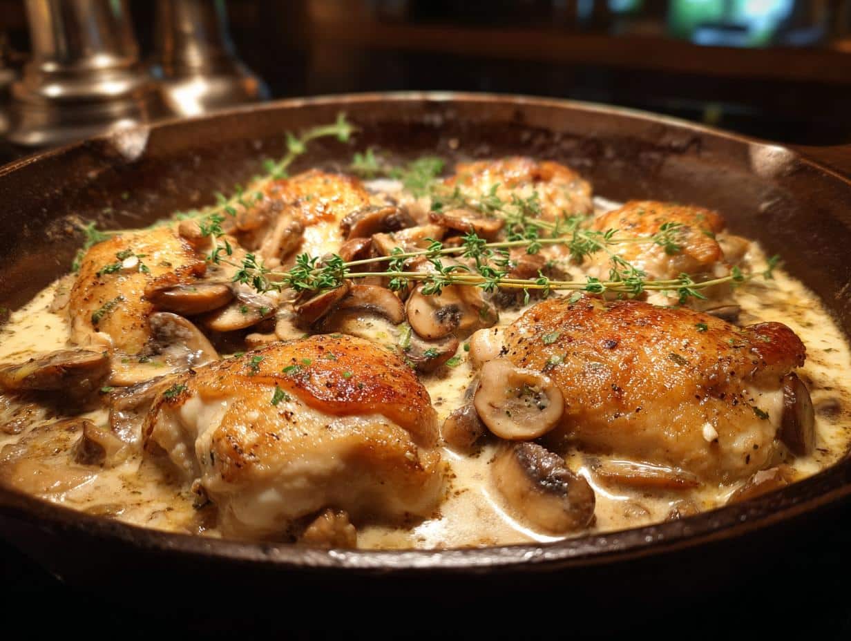 35-Minute Easy Chicken & Mushroom Skillet Bake – Irresistible Comfort