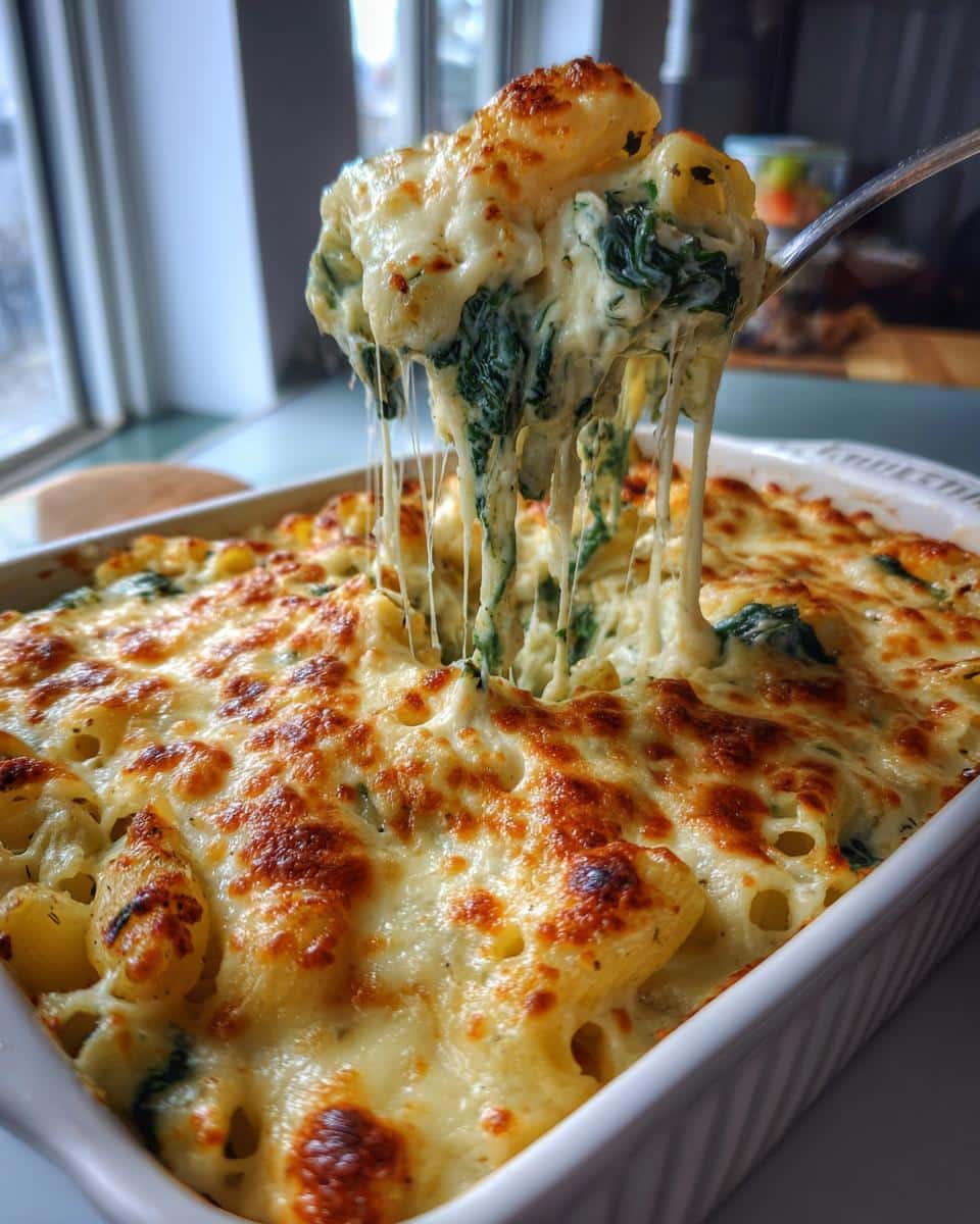 Fast Cheesy Spinach & Pasta Bake - detail 1