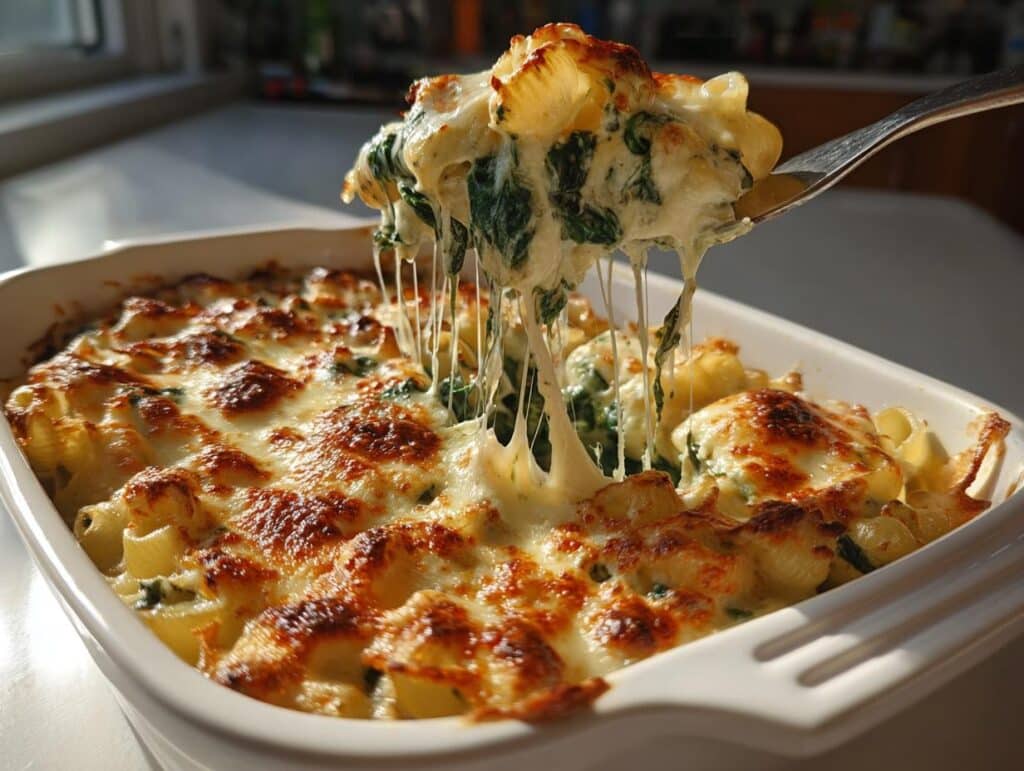 30-Minute Fast Cheesy Spinach & Pasta Bake Heaven - cassolicious