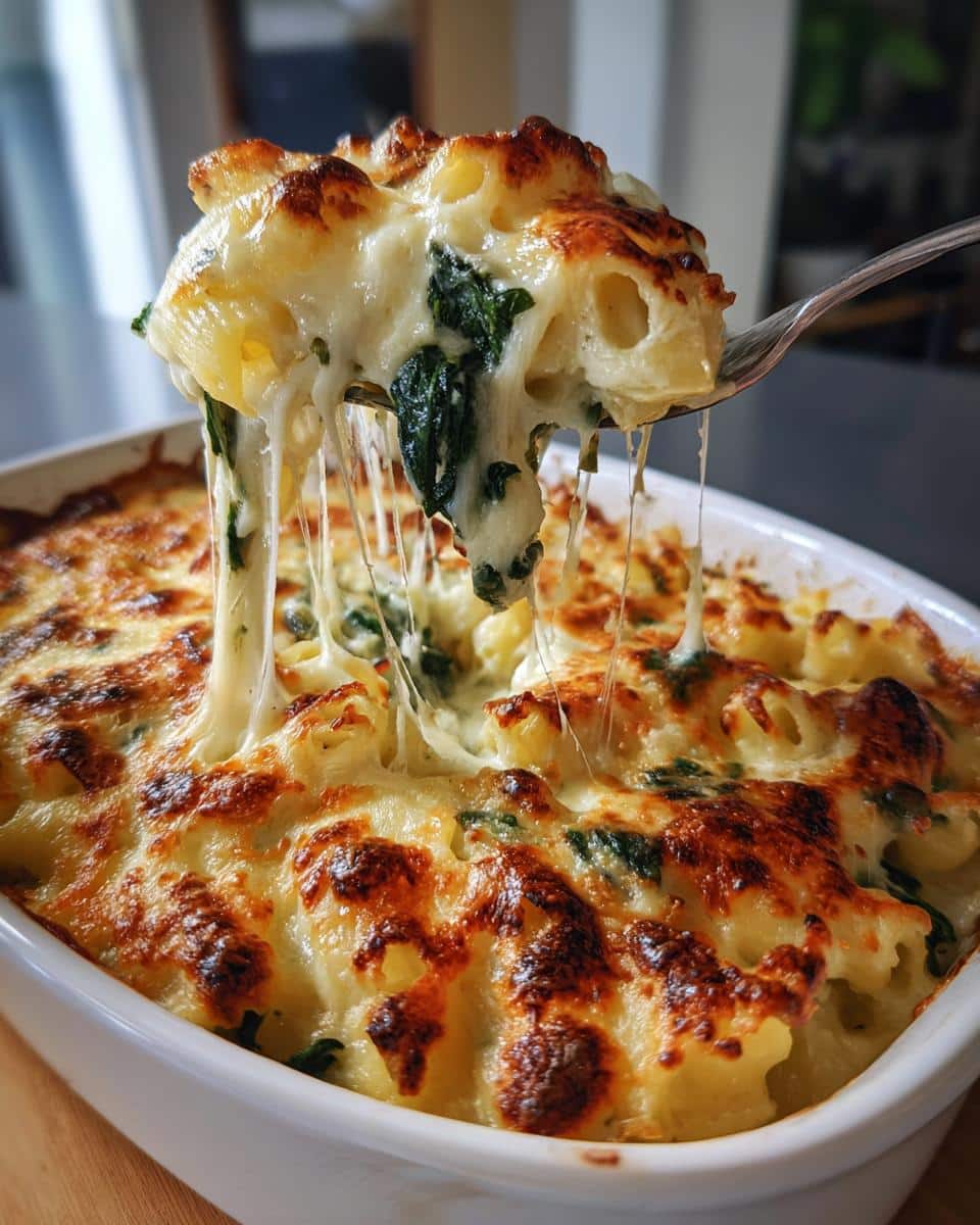 Fast Cheesy Spinach & Pasta Bake - detail 2
