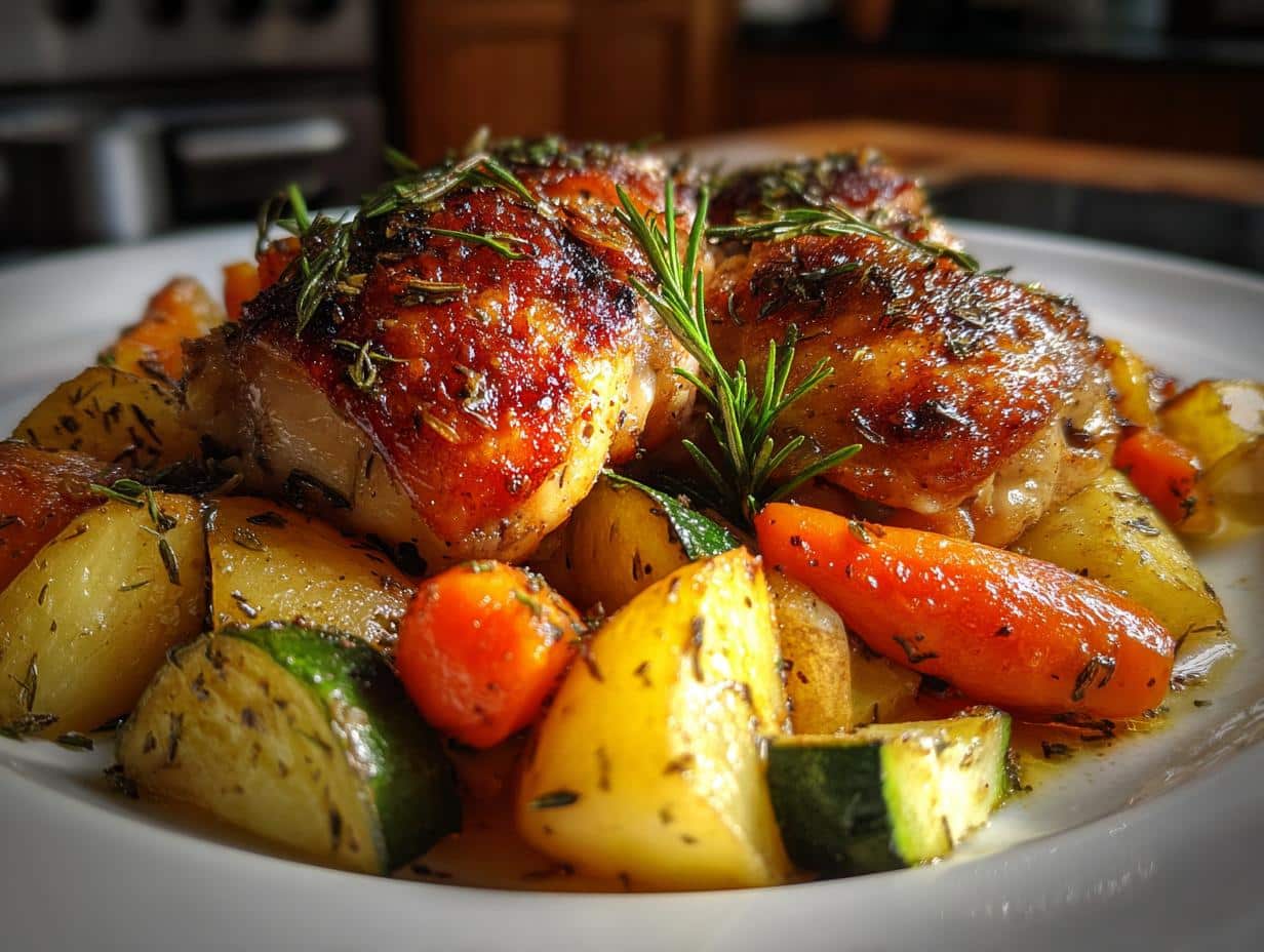 Juicy 4-Ingredient Herb-Roasted Chicken & Veggie Casserole Magic