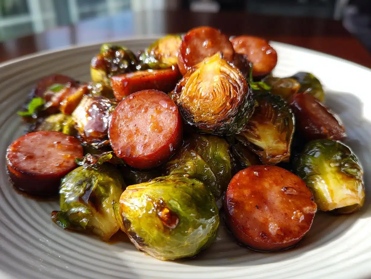35-Minute One-Pan Balsamic Glazed Brussels Sprouts & Sausage Bliss