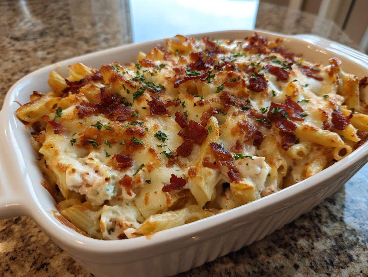 Heavenly Chicken Bacon Ranch Pasta Bake in 30 Minutes