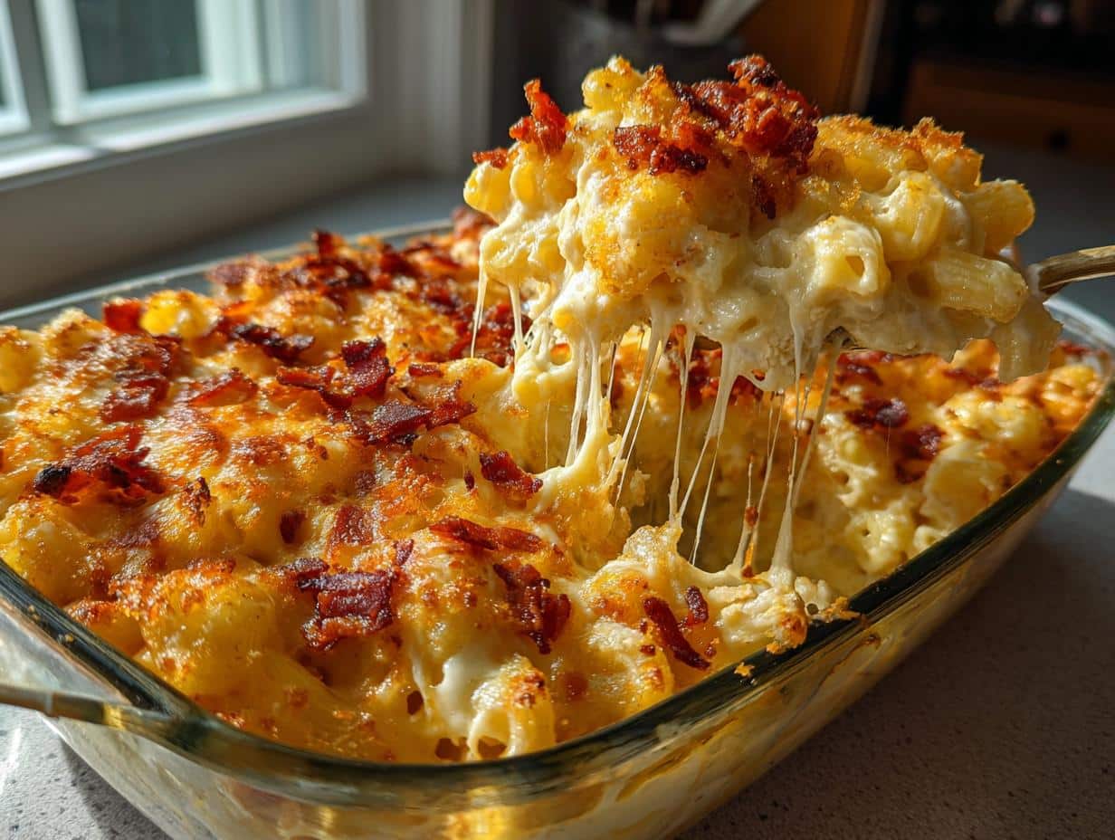 Loaded Baked Mac and Cheese: 3-Cheese Comfort in Every Bite