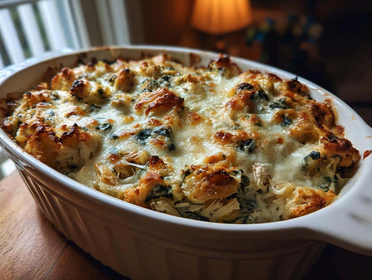 Creamy Spinach Artichoke Chicken Bake Delight in 25 Minutes