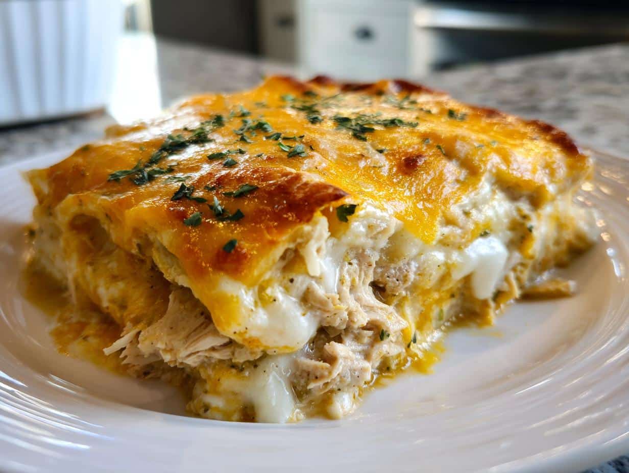 Creamy White Chicken Enchilada Bake in Just 30 Minutes