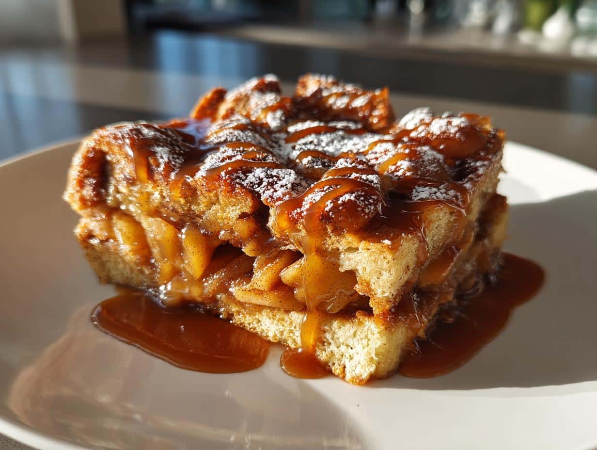 Irresistible 6-Ingredient Apple Cinnamon French Toast Casserole with Caramel