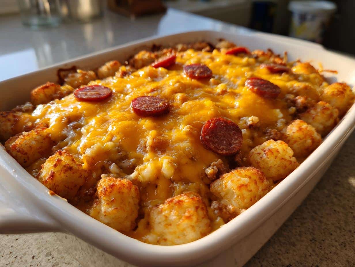 Ultimate Cheesy Chili Cheese Dog Tater Tot Casserole – 5-Star Comfort