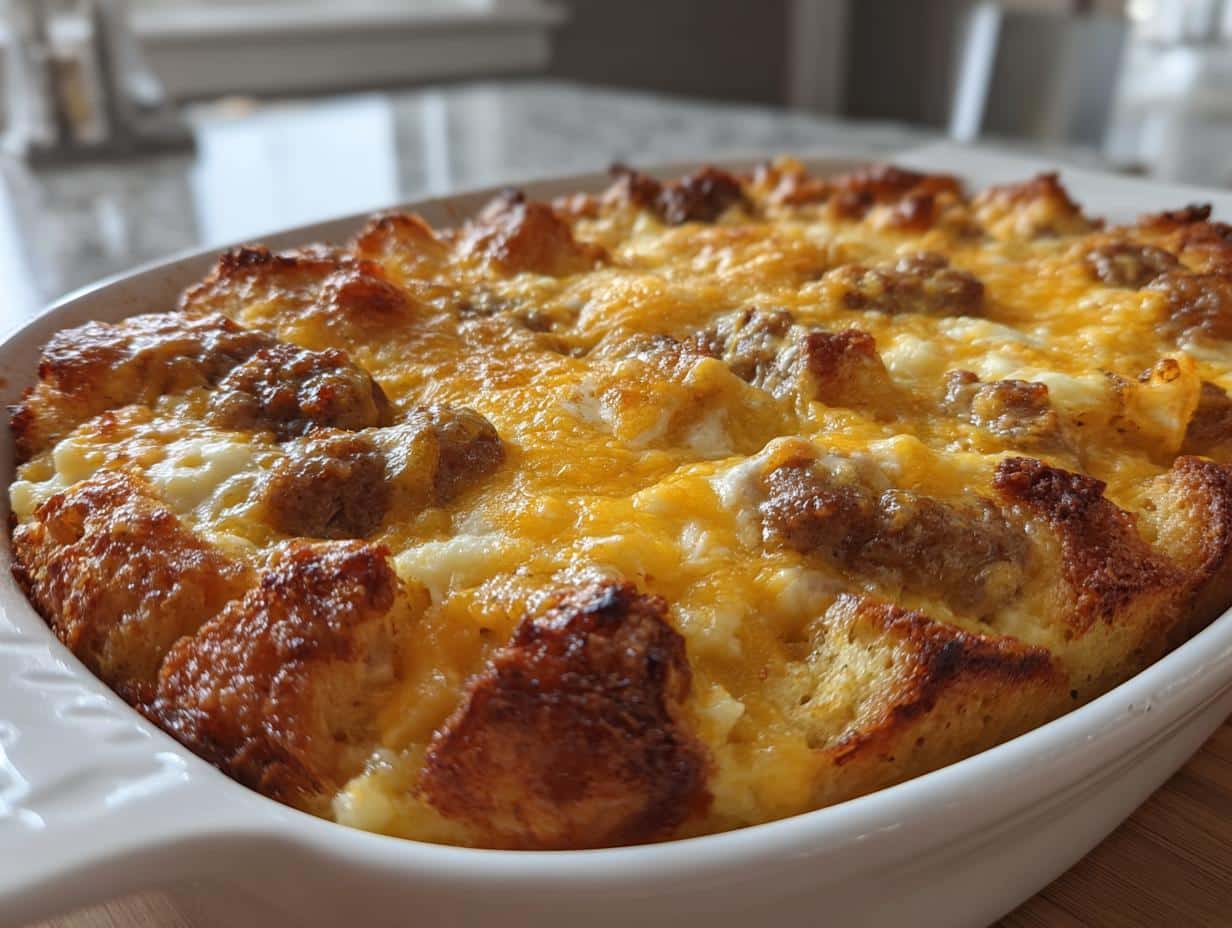 Irresistible Cheesy Sausage Biscuit Breakfast Casserole for 6