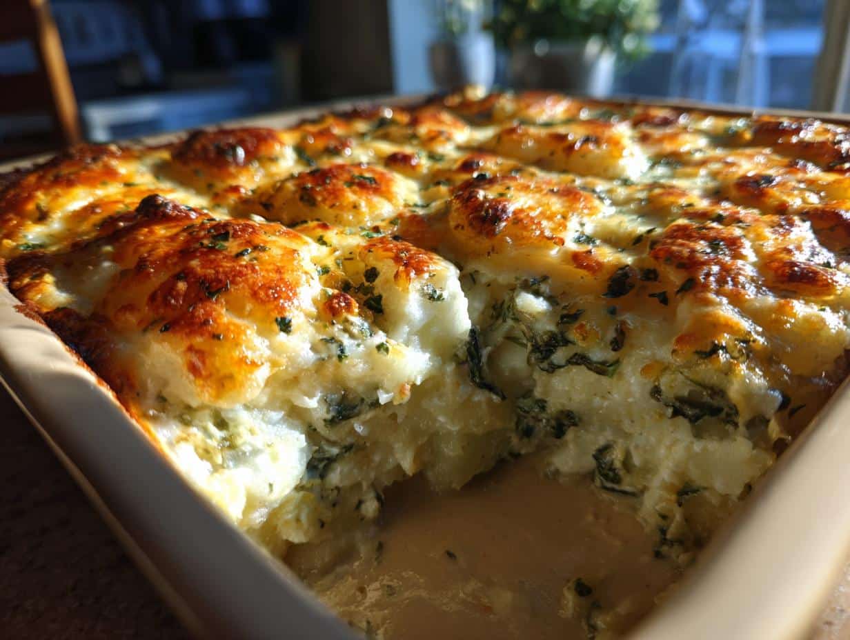Scrumptious Cheesy Spinach and Artichoke Potato Casserole in 3 Easy Steps