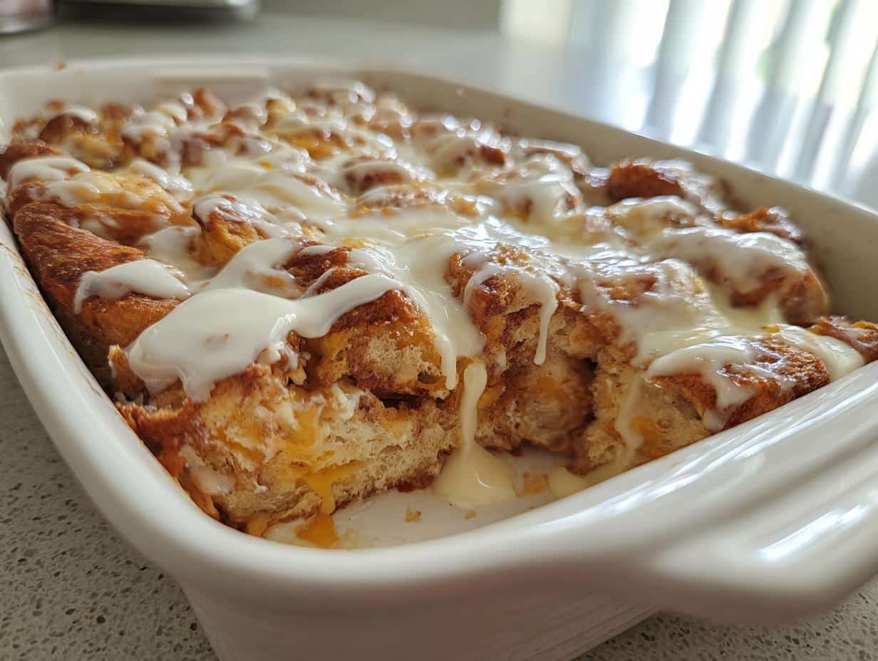 60-Minute Cinnamon Roll Breakfast Casserole with Cream Cheese Icing Bliss