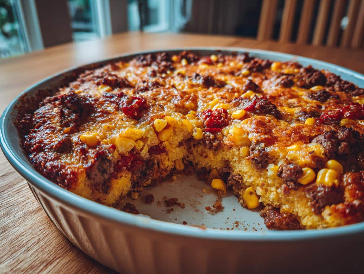 25-Minute Cowboy BBQ Beef and Cornbread Casserole Bliss