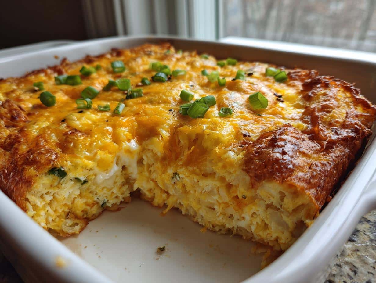Irresistible 10-Minute Creamy Cheddar Hash Brown Breakfast Casserole
