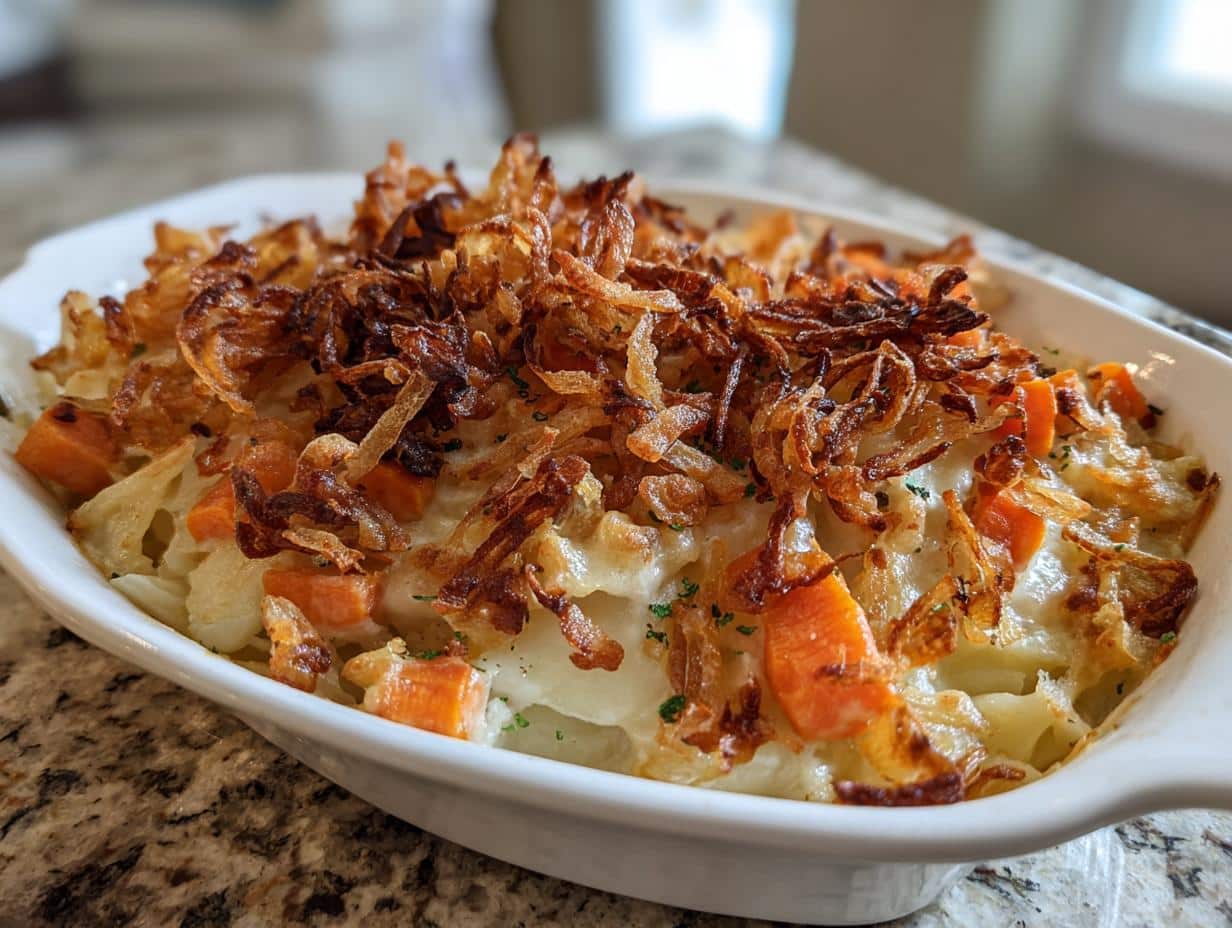 Crispy Onion Carrot and Parsnip Casserole – Comforting 4-Ingredient Magic