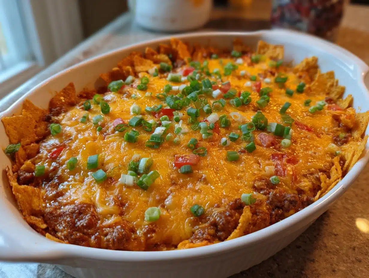 Irresistible Dorito Taco Casserole with Ground Beef and Cheese
