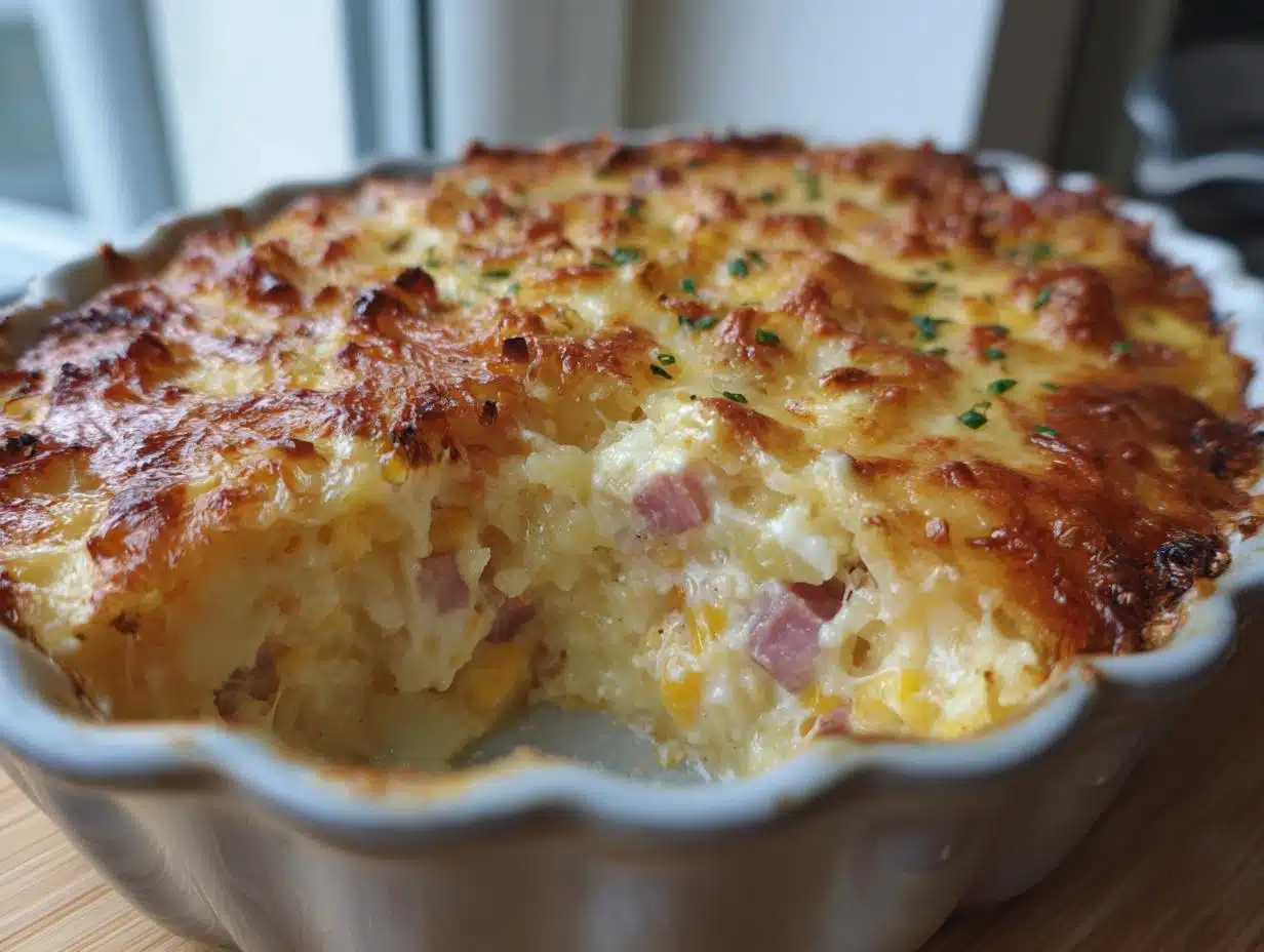 Creamy Loaded Ham Potato and Corn Chowder Casserole in Just 1 Hour