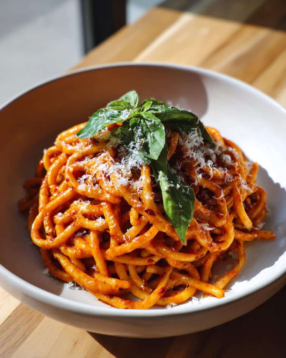 Roasted red pepper pasta - detail 1