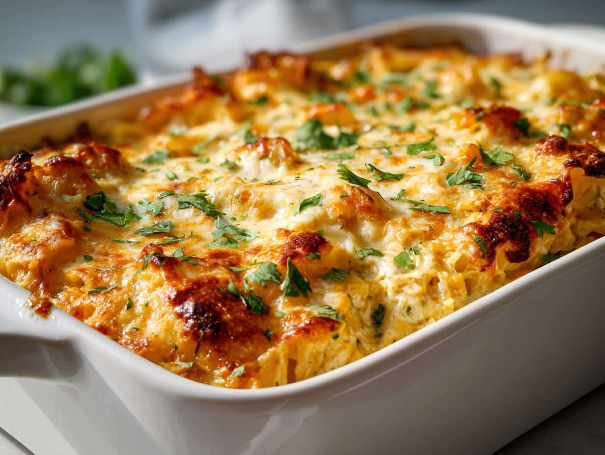 Salsa Verde Chicken Enchilada Pasta Casserole in 35 Minutes Flat