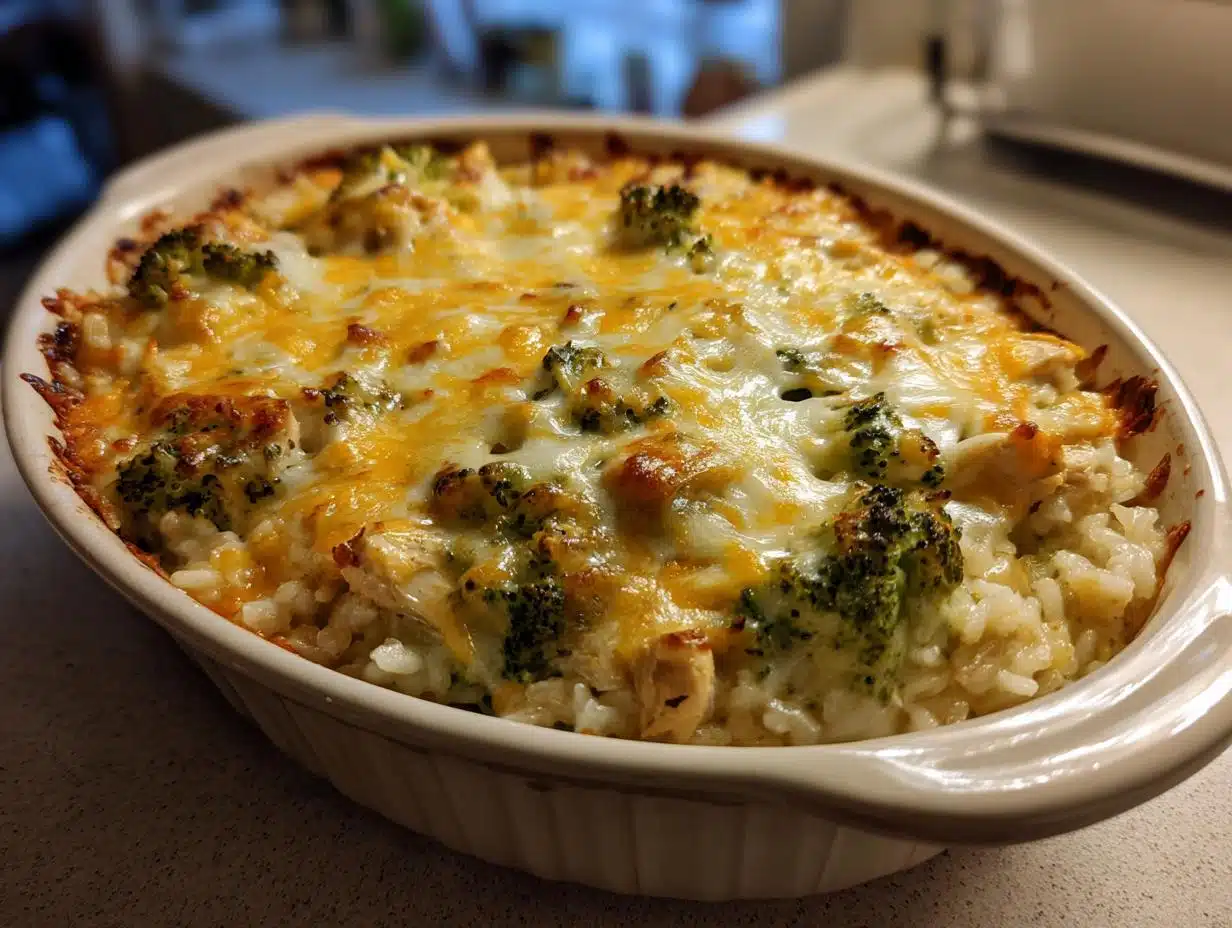 Creamy 10-Minute Turkey and Broccoli Alfredo Rice Casserole