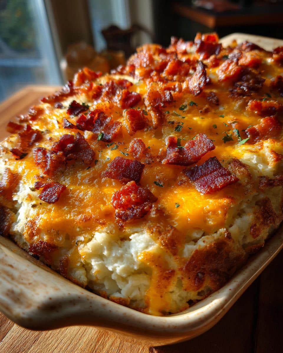 Twice Baked Potato Casserole with Bacon and Cheddar - detail 1
