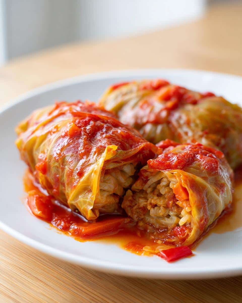 Vegan stuffed cabbage rolls - detail 1