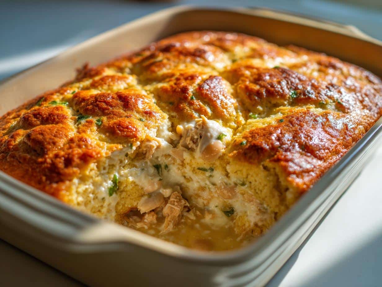 Irresistible White Chicken Chili Cornbread Casserole Bake in 30 Minutes