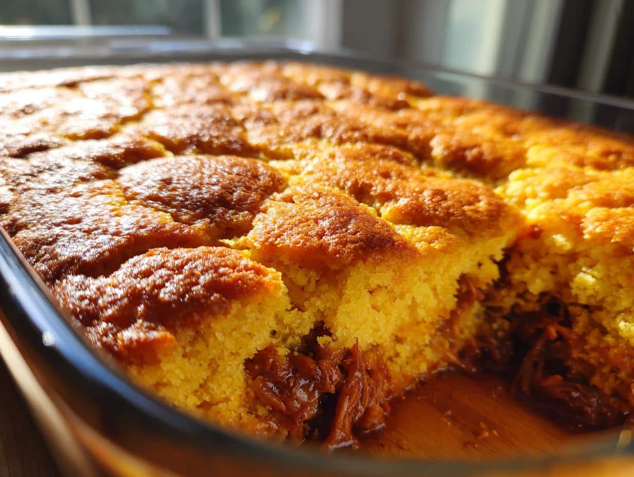 BBQ Pork and Baked Bean Cornbread Casserole You Need Now